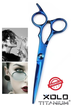 مقصات قص الشعر الزرقاء المعدنية من طراز MNZ-Titanium Flat Tip 6 بوصة 17cm XLQ503B - Xolo