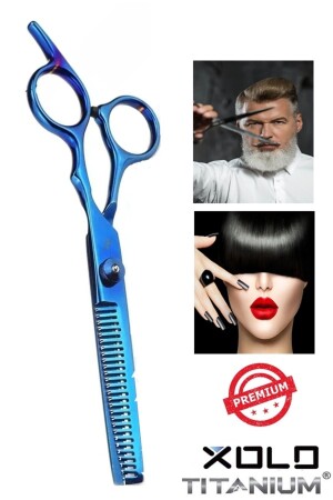 مقصات قص شعر من طراز MNZ-Titanium Metallic Blue 6 بوصة 17 سم - Xolo