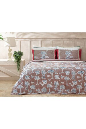 MNZ-Toile De Jouy القطن مزدوج غطاء غطاء مجموعة 200x220 سم فوكسيا TYC00782306546 - English Home