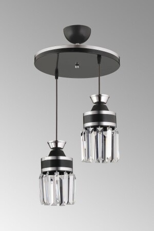 MNZ-Tokyo 2-piece Black Pendant Lamp كريستال حجر كروم سلنڈر مشاطرة إلى أسفل وجهة للفخامية شمع SNSZ811103123 - SONSUZ AYDINLATMA&AVİZE