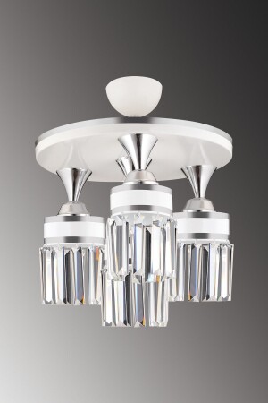 MNZ-Tokyo 4-piece White Plafone، حجر الكريستال، شريط كروم، أسطوانة نحو أسفل وجهة لخيالية شمعة s45453 - SONSUZ AYDINLATMA&AVİZE