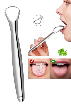 MNZ-Tongue Cleaner فولاذ المقاوم للصدأ العناية الفموية فرشاة اللسان إزالة اللسان اللوحة خريش 1 قطعة - İndirimkap