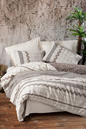 MNZ-Toprak غطاء مزدوج الملفوفة مجموعة Aren Brown 1743p - Cotton Box