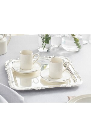 MNZ-Torino خدمة القهوة 4 قطع لشخصين البورتسلين 90 مل فضة 10037721 - English Home