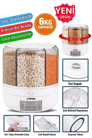 MNZ-Tr-4761 خفيفة الطعام الجاف 6 قطع حاوية تخزين الطعام 360 درجة تدور منظمة الطعام منظمة المطبخ 2023-NEW-STORAGE-CONTAIN - yopigo