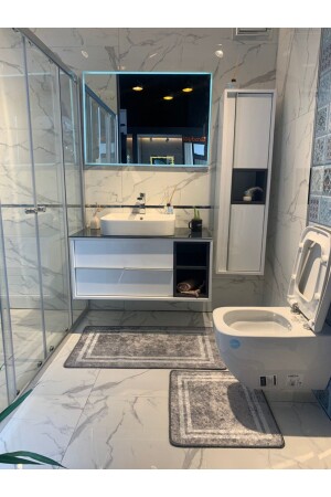 MNZ-Tracy شريط 2 قطع اللاتكس غير المنحدرة أساس حمام المطبخ مجموعة الحجم (60X100 - 60X50) - Brillant