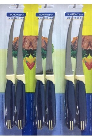 MNZ-Tramontina 6 قطع محصنة منحنية متعددة الأغراض سكين المطبخ مجموعة PNKV5612KBSTL - Pinkev