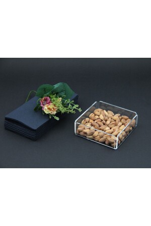 MNZ-Transparent Acrylic Plexiglass Square Snack Bowl 9,5x9,5 سم 3 مم - Genel Markalar