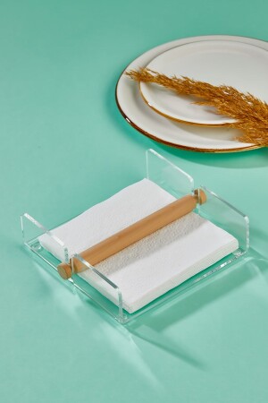 MNZ-Transparent Methacrylate Acrylic Plexiglass نابكين حامل مع عصا خشبية V2BLKPLKS - Blok Design