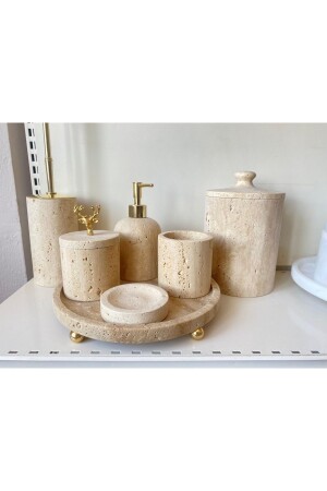مجموعة حمامات من طراز MNZ-Travertine Marble Set 106 - UNSOYDEKORATİF