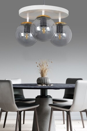 MNZ-Tray أبيض 3 قطع مدخنة الكرة الكهربائية الزجاجية شمعة SEF125 - ŞL Şef Light