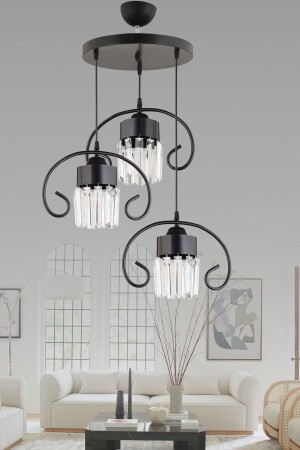 المصابيح المعلقة MNZ-Tray Black 3-piece Butterfly Crystal Stone فخمة الشنابل TYC00751521246 - Genel Markalar