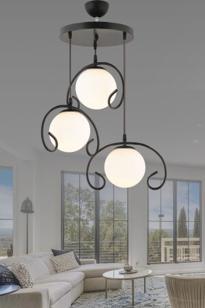 المصابيح المعلقة MNZ-Tray Black 3-piece Butterfly White Ball Glass فخمة الشنابل TYC00751542850 - Genel Markalar