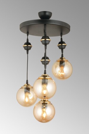 المصابيح المعلقة MNZ-Tray Black 4-piece Bal Glop Top Glass Downward Facing Luxury Chandelier TYC00406845820 - Genel Markalar