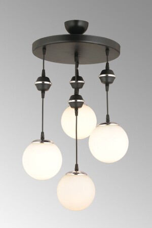 المصابيح المعلقة MNZ-Tray Black 4-piece White Glop Top Glass Chrome Downward Facing Luxury Chandelier TYC00406853131 - Genel Markalar