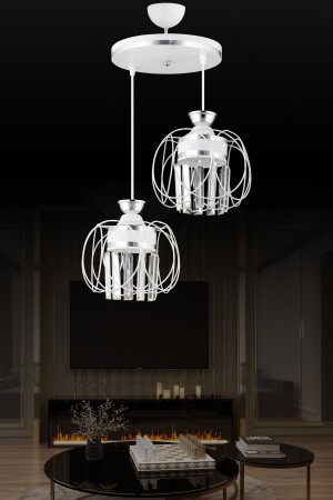 المصابيح المعلقة MNZ-Tray White 2-piece صافير كروم بلورات الحجر الفاخرة الشنابل TYC00751508004 - Genel Markalar