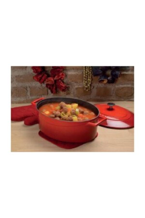 MNZ-Trendy Oval Cast Iron Pot 23x29 سم حمراء LV O TC 29 K2 R - Lava