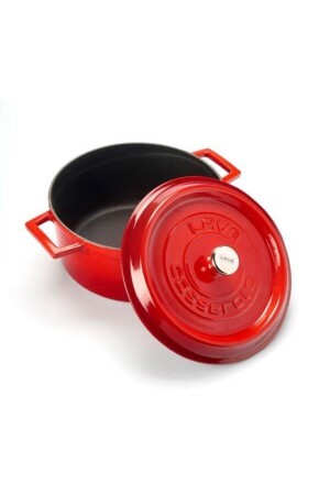 MNZ-Trendy Red Cast Round Deep Pot 28 سم لافا 28 درود - Lava
