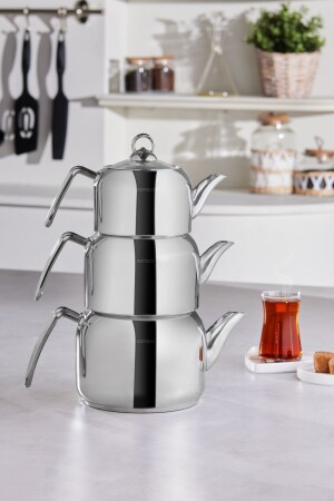 MNZ-Tres 3-piece إدخال القاعدة الشايات مجموعة المعادن - Karaca