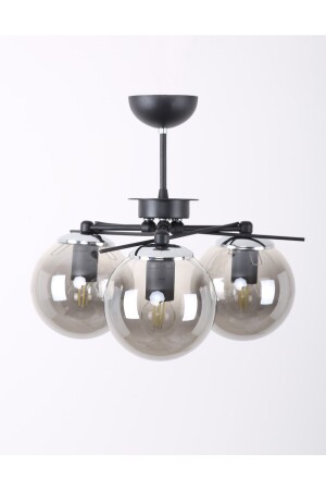 MNZ-Triangle Black Chrome 3 شمعة زجاجية مدخنة - Mş Aydınlatma