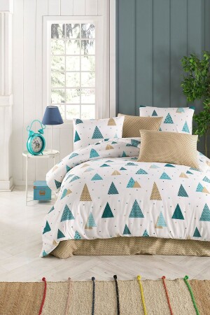 MNZ-Triangle Polka Dot White Double Duvet Cover Set مثلث بولكا دوت دوت كوفيت - Tabu Home