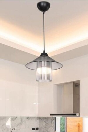 MNZ-Trilby واحد عصري ضوء معلق الزجاج الأبيض شمعة زجاجية سوداء ÖZBK1081 - ÖZBAK AVİZE