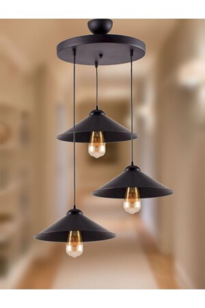 MNZ-Triple Black Japanese Chandelier - Semboldekor