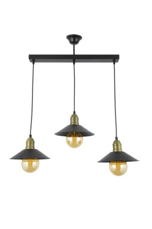 MNZ-Triple Black Retro Rustic Model مودرن مصباح معلق معدني معلق 3542BLK - Lambadar