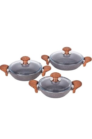 MNZ-Triple Granite Pan Set K514 514 الوردي ÖZK-OML - Özkent