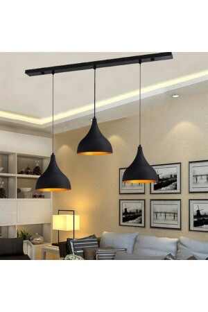 MNZ-Triple Long Black Chandelier Pendant Lamp غرفة المعيشة سطح المكتب المطبخ غرفة المعيشة فندق Chandelier Models BMM2016S - Bamyum
