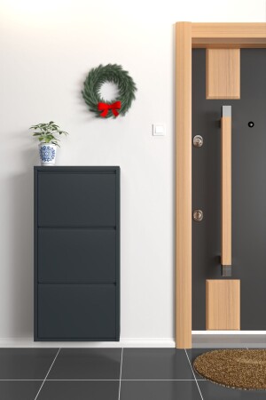 MNZ-Triple Metal Shoe Rack Anthracite (أنتراكيت) - Formood