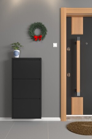 MNZ-Triple Metal Shoe Rack أسود - Formood