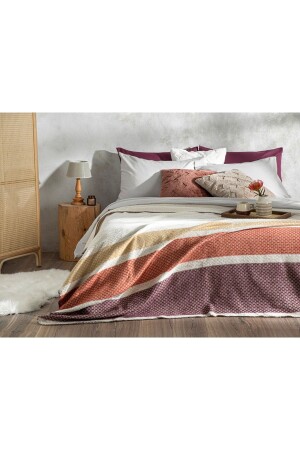 MNZ-Triple Stripe Scotch غطاء مزدوج 200x220 سم بلوم Terracota TYC00709235686 - English Home