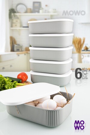 MNZ-Trove 6 Piece 3. 2 لتر (الرمادي) حاوية تخزين المطبخ MOWO-01-332-6M - Mowo Home