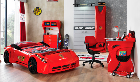 غرفة شباب MNZ-Tt مع سيارة - حمراء - Cadde Yıldız