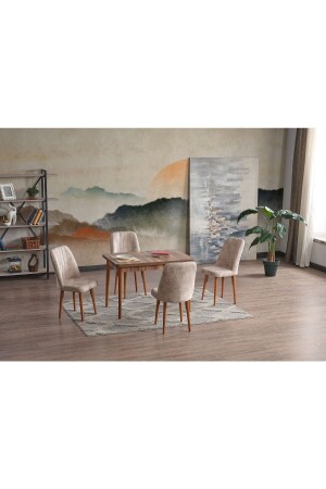 MNZ-Tufan Sabit 4 أشخاص طاولة المطبخ مجموعة طاولة الطعام مجموعة - Adahome