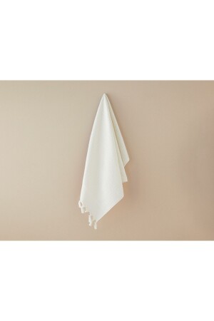 MNZ-Tuffy Stripe Cotton Fringed Face Towel Ecru - English Home