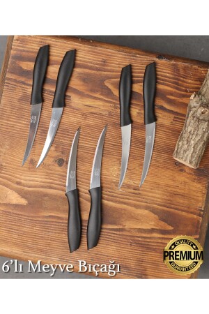 سكين من الفاكهة والخضروات المكرمة من طراز MNZ-Tujo 6 قطع - أسود - Arvale