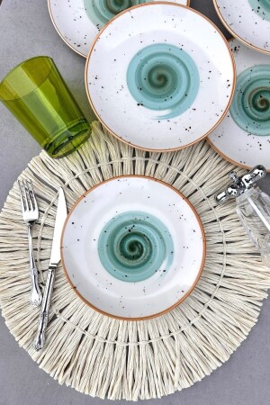 MNZ-Tulu البورتسلين غالاكسي التركيز 6 شخص البورتسلين الحديث الكريم صنع يدوي لوحة كيك الخدمة مجموعة TLGLX066PS - porselenden