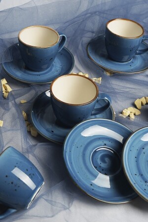 MNZ-Tulu Porcelain Luna Blue مجموعة من 6 كوبات قهوة 2020ST000000728 - Tulü Porselen