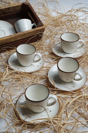 MNZ-Tulu Porcelain Luna Cream مجموعة من 6 كوبات قهوة 2020ST000000729 - Tulü Porselen