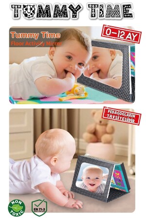 (MNZ-Tummy Time Mirrored) بطاقات الاستخبارات الأولى+مرآة الطفل الآمنة - بطاقات التعليم - Magnet İq