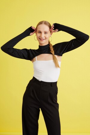 MNZ-Turtleneck عنق عنق عنق أسود حجاب عنق عنق عنق المقدمة المقبضات عنق عنق عنق الجسم بلوز بوليرو - Mirach