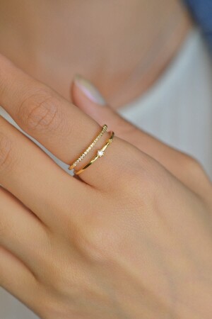 MNZ-Two Row Gold Thin Ring خلية مفصلة - Sacce Scarves&Accessories