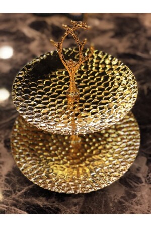 MNZ-Two Tier Metal Presentation Bowl و Turkish Delight و Snack Bowl CG110SN - CHANCE GİFT
