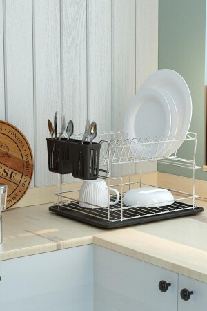 MNZ-Two Tier Modular Plate Rack Dish Rack Chrome + Black Kb010 11 NW. 010. 18 - Teknotel
