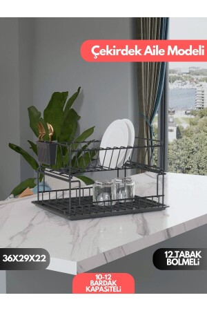 MNZ-TWO-TiER MODULAR PLATE RACK DISH RACK MATT BLACK SM004B - SUNTEL BANYO MUTFAK AKSESUARLARI