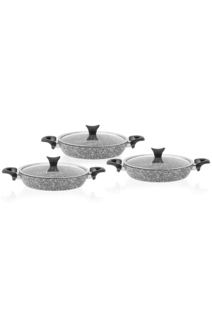 MNZ-Ultra Granite 3-piece Omelette Set Pan مع غطاء - Taç