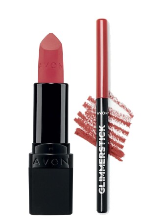 MNZ-Ultra Matte Lipstick شقريات البريشات و Glimmerstick شقريات لينر مرجانية - Avon