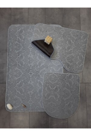MNZ-Ultrasoft نمط 3 قطع رمادية المرحاض مجموعة حمام السجادة المطبخ مجموعة UltSoft - Bonny Home